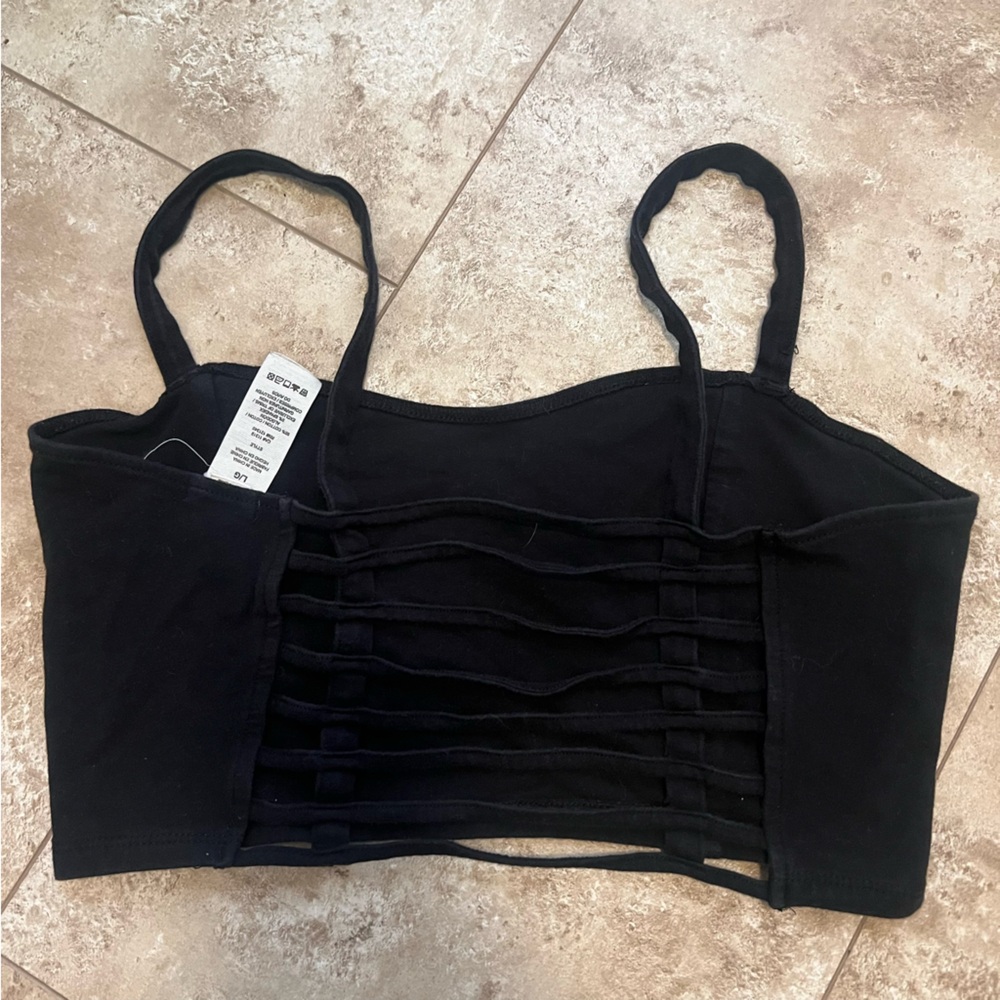 Garage black cage back bralette / crop top